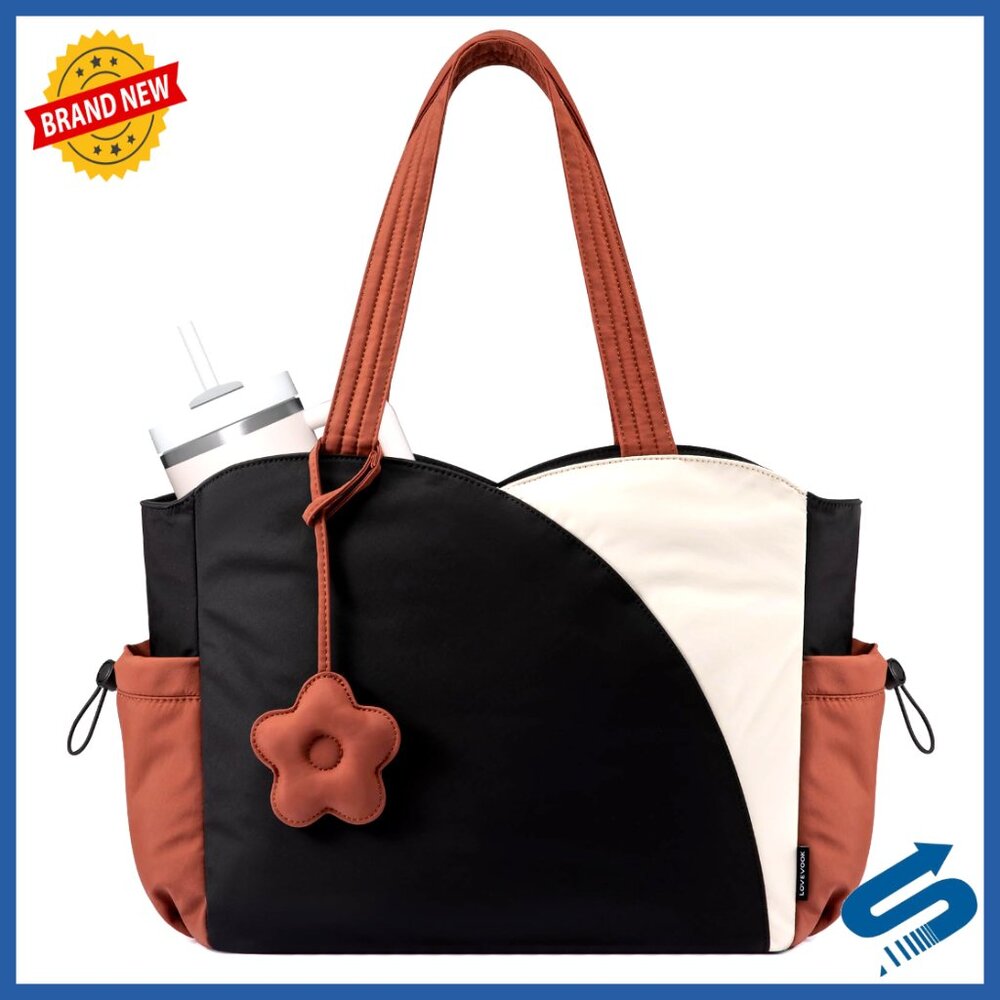 Puffer Tote Bag Work Travel Laptop Handbag Zipper Multi-Pocket Lightweight
